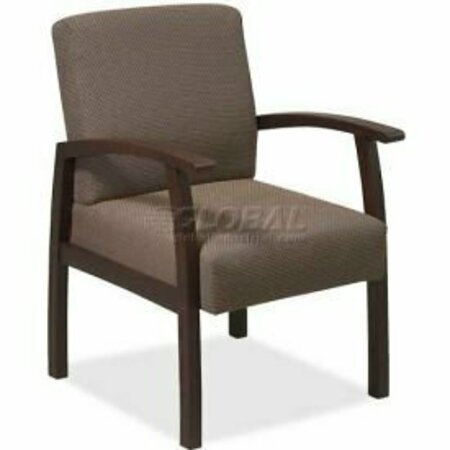 SP RICHARDS Lorell® Deluxe Fabric Guest Chair, 24"W x 25"D x 35-1/2"H, Expresso Frame/Taupe Seat LLR68554